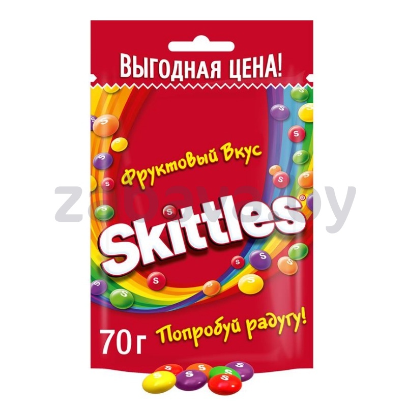 Драже Skittles в сахарной глазури, фруктовый вкус, 70 г