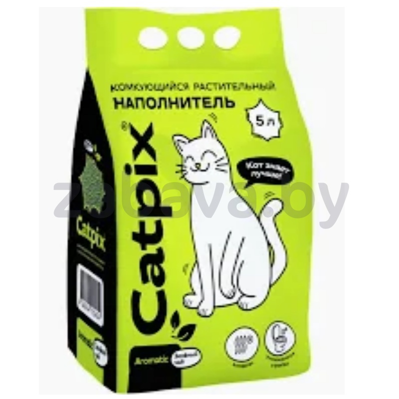 Наполнитель комкующийся растит. Catpix, зелен. чай, 5 л