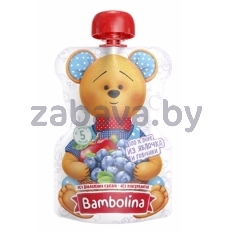 Пюре Bambolina, яблоко-голубика, 100 г