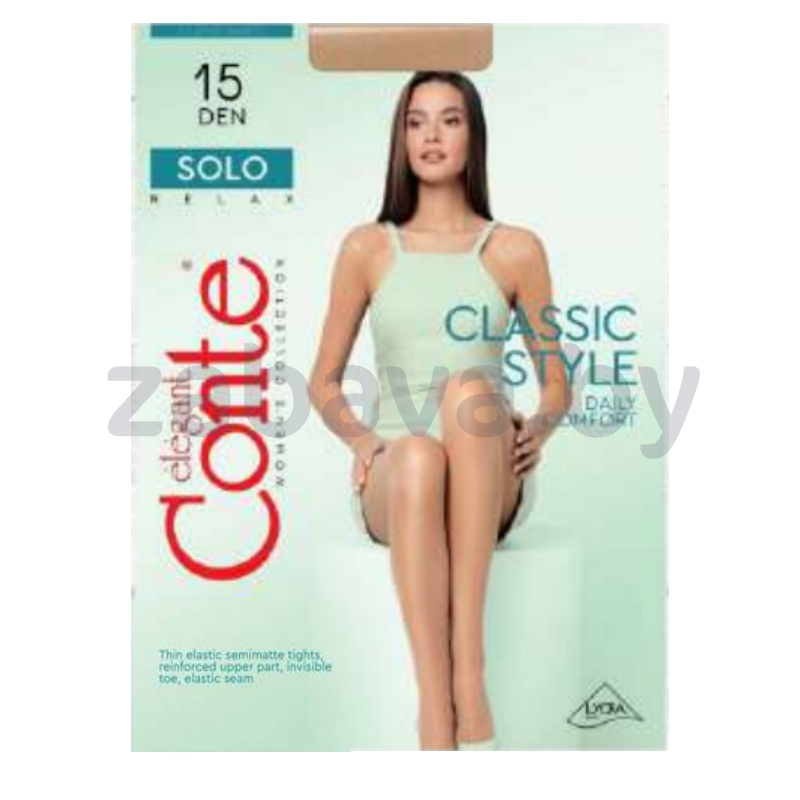 Колготки женские Conte Elegant Solo, 15 ден, размер 5, в ассорт.