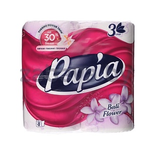 Бумага туалетная Papia Bali Flower, 3 сл., 4 рул.