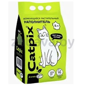 Наполнитель комкующийся растит. Catpix, зелен. чай, 5 л