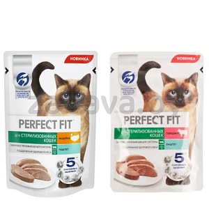 Корм для кошек Perfect Fit, говядина/индейка, паштет, 75 г